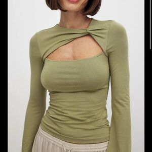 Olive Green Women's Cutout Top